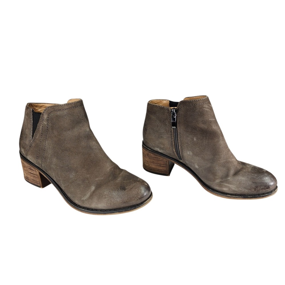 Franco Sarto Ankle Boot 6 Women Melville Brown Leather Zip Western Boho Distress